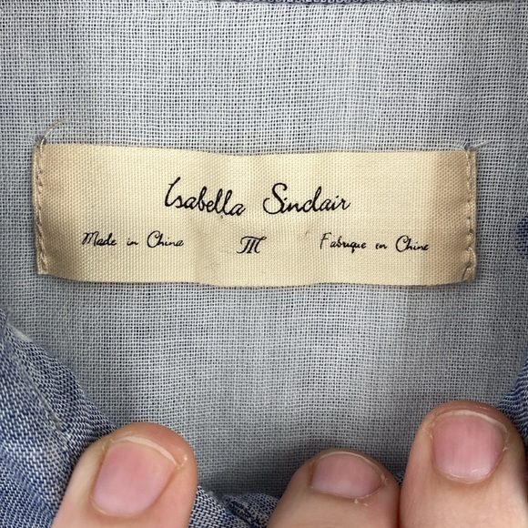 Isabella Sinclair Shirt Dress Womens Size Medium Polka Dot 100%‎ Cotton Chambray - Picture 4 of 12